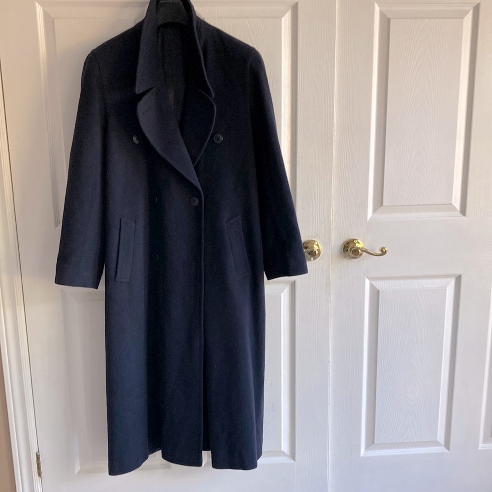 Navy cashmere and wool vintage coat